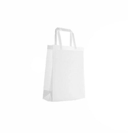 100PCS Reusable Non Woven Shopping Bags Eco Friendly Washable Tote Bags White - 35X25X10CM.