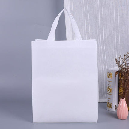 100PCS Reusable Non Woven Shopping Bags Eco Friendly Washable Tote Bags White - 41X35X12CM.