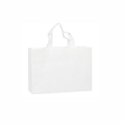 100PCS Reusable Non Woven Shopping Bags Eco Friendly Washable Tote Bags White - 41X35X12CM.