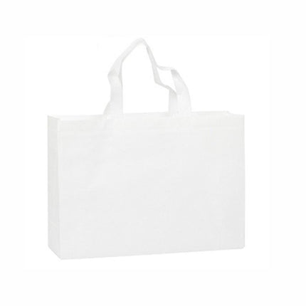 100PCS Reusable Non Woven Shopping Bags Eco Friendly Washable Tote Bags White - 41X35X12CM.