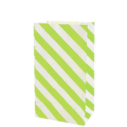 100X Colourful Plaid Kraft Paper Bag Candy Cookie Snack Cake Gift Bags 9X6X18cm - Green.