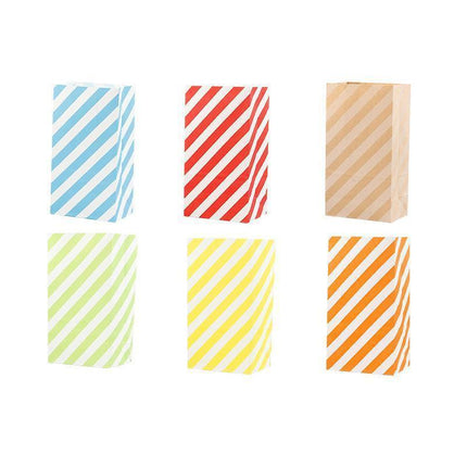 100X Colourful Plaid Kraft Paper Bag Candy Cookie Snack Cake Gift Bags 9X6X18cm - Orange.