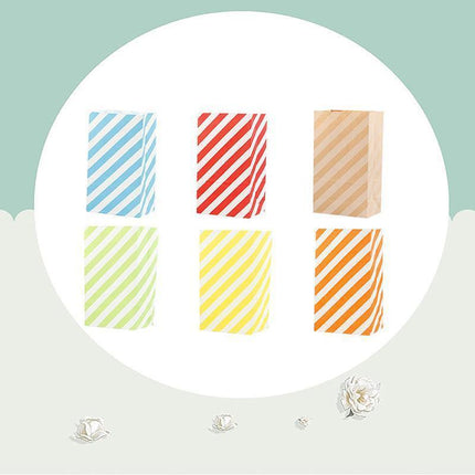 100X Colourful Plaid Kraft Paper Bag Candy Cookie Snack Cake Gift Bags 9X6X18cm - Orange.