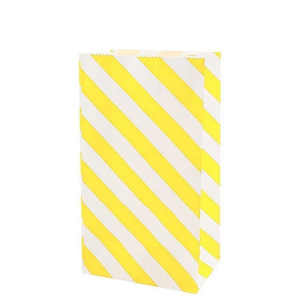 100X Colourful Plaid Kraft Paper Bag Candy Cookie Snack Cake Gift Bags 9X6X18cm - Orange.