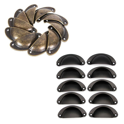30X Modern Cup Cabinet Handle Knob Drawer Furniture Door Pull Shell Cupboard - Black.