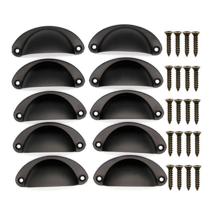 30X Modern Cup Cabinet Handle Knob Drawer Furniture Door Pull Shell Cupboard - Black.