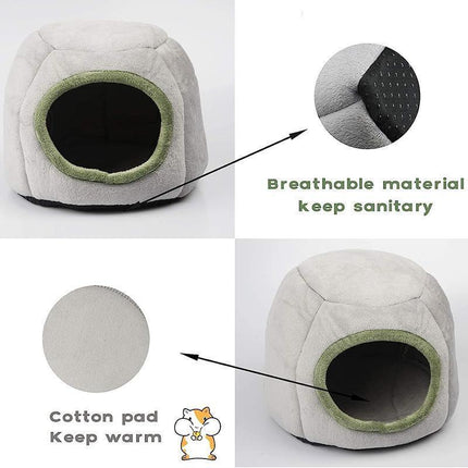Soft Small Animal Guinea Pig Cozy Warm Pet Tent Hamster House Hideout Cave Bed - Grey-Stump.