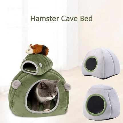 Soft Small Animal Guinea Pig Cozy Warm Pet Tent Hamster House Hideout Cave Bed - Grey-Stump.