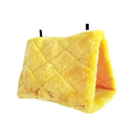 Pet Bird Parrot Parakeet Budgie Warm Hammock Cage Hut Tent Bed Hanging Cave - Yellow.