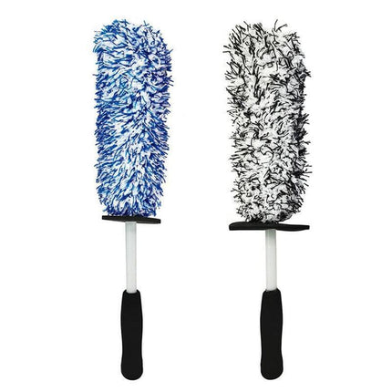Car Wheel Cleaning Brush Tool Alloy Soft Bristle - Black+White.