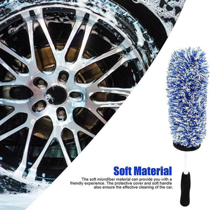 Car Wheel Cleaning Brush Tool Alloy Soft Bristle - Black+White.