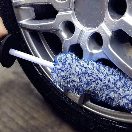 Car Wheel Cleaning Brush Tool Alloy Soft Bristle - Black+White.