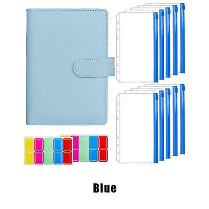 A6 Pu Leather Binder Pockets Cash Envelope Planner Notebooks - Laser Silver.