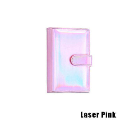 A6 Pu Leather Binder Pockets Cash Envelope Planner Notebooks - Laser Silver.