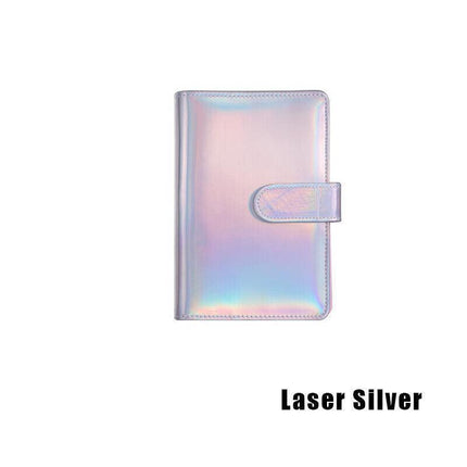 A6 Pu Leather Binder Pockets Cash Envelope Planner Notebooks - Laser Silver.