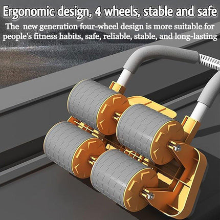 Four Wheel Abdominal Roller Automatic Rebound Ab Machine Home Fitness Equipment - Black.