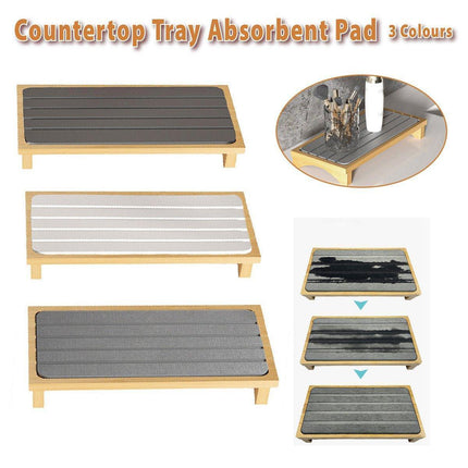 Countertop Absorbent Drainage Mat Sink Splash Pad Bathroom Tray Water Catcher - Dark Grey.