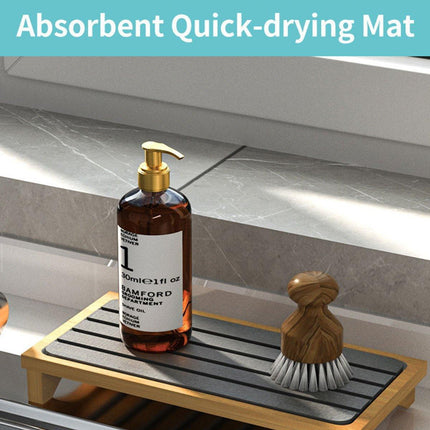 Countertop Absorbent Drainage Mat Sink Splash Pad Bathroom Tray Water Catcher - White.