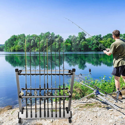 12/24 Hole Multi Functional Fishing Rod Holder Storage Rack Display Organizer - 12Holes.