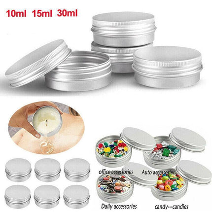 50Pcs Durable Silver Aluminum Cosmetic Pot Lip Balm Jar Containers Empty Tin - 10ML.