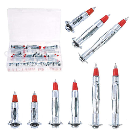 52PCS Galvanized Steel Wall Anchors Expansion Screws Self Tapping Bolts.