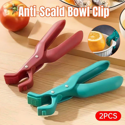 2PCS Anti Slip Silicone Heat Resistant Plate Bowl Clip Holder Kitchen Tool - Red.