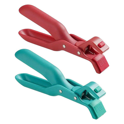 2PCS Anti Slip Silicone Heat Resistant Plate Bowl Clip Holder Kitchen Tool - Red.