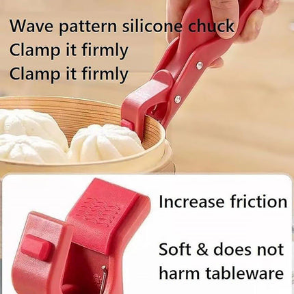 2PCS Anti Slip Silicone Heat Resistant Plate Bowl Clip Holder Kitchen Tool - Red.
