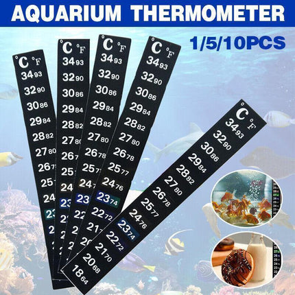 UPTO 10x Aquarium Thermometer Fish Tank Sticker Temperature Strip Dual Scale HOT - 1PC.