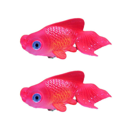 2PCS Artificial Betta Fish Aquarium Decorations Silicone Floating Moving Fish - Sky Blue Goldfish.