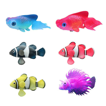 2PCS Artificial Betta Fish Aquarium Decorations Silicone Floating Moving Fish - Purple Lionfish.