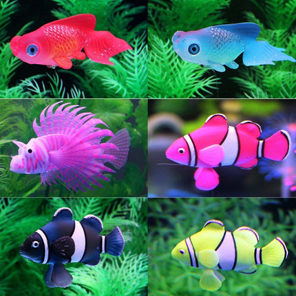 2PCS Artificial Betta Fish Aquarium Decorations Silicone Floating Moving Fish - Purple Lionfish.
