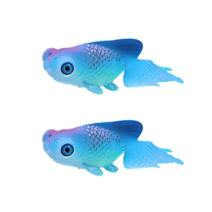 2PCS Artificial Betta Fish Aquarium Decorations Silicone Floating Moving Fish - Purple Lionfish.