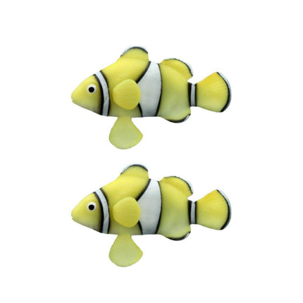 2PCS Artificial Betta Fish Aquarium Decorations Silicone Floating Moving Fish - Purple Lionfish.