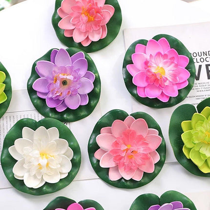 9pcs Simulation Lotus Flowers Leaves Water Lily Pond Fish Tank Decoration.