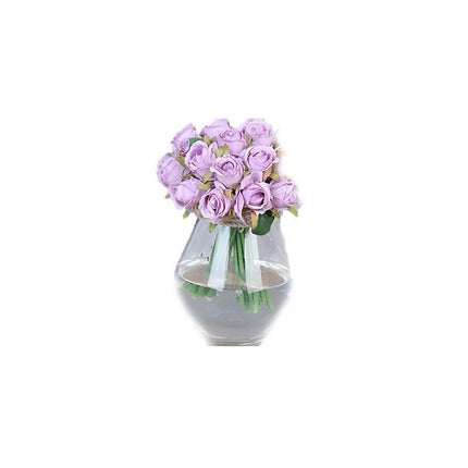 12 Heads Silk Rose Artificial Flowers Fake Bouquet - pink.