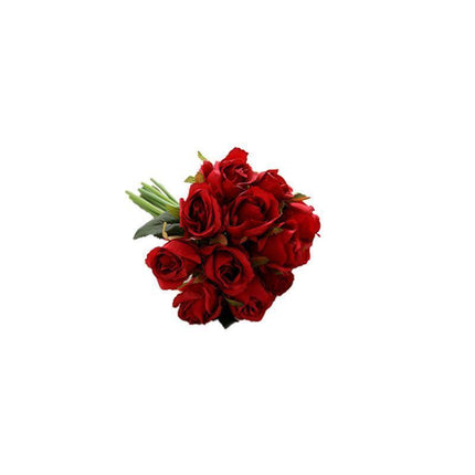 12 Heads Silk Rose Artificial Flowers Fake Bouquet - White.