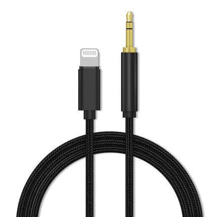 Lightning to 3.5mm Aux Audio Cable Adapter for Car Speaker Headphone Sound System - Black.