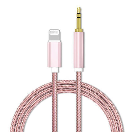 Lightning to 3.5mm Aux Audio Cable Adapter for Car Speaker Headphone Sound System - Pink.
