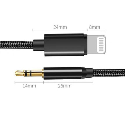 Lightning to 3.5mm Aux Audio Cable Adapter for Car Speaker Headphone Sound System - Silver.