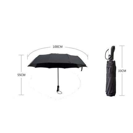 Automatic Umbrella Auto Open Close Compact Folding Anti Rain Windproof 10Ribs Au - Brown.
