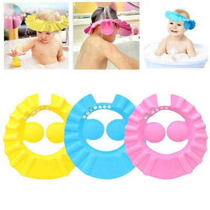 Adjustable Shampoo Shield Bath Hat with Ear Cover for Hair Washing Protection - Blue.