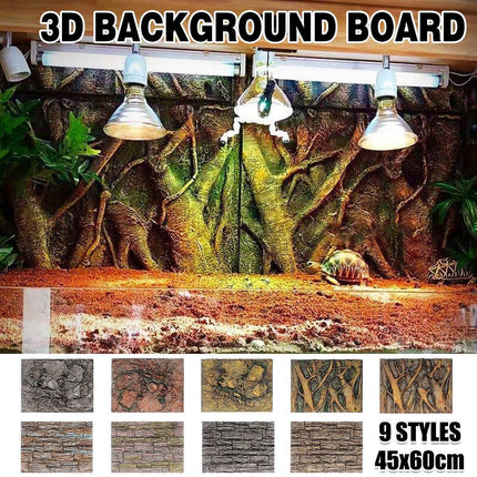 Pet Reptile Tank Board 3D Foam Backgrounds and Habitat Decoration 9 Styles - H.