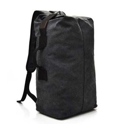 Large Capacity Travel Backpack for Men Outdoor Sports Bag Canvas Rucksack - Black-Big.