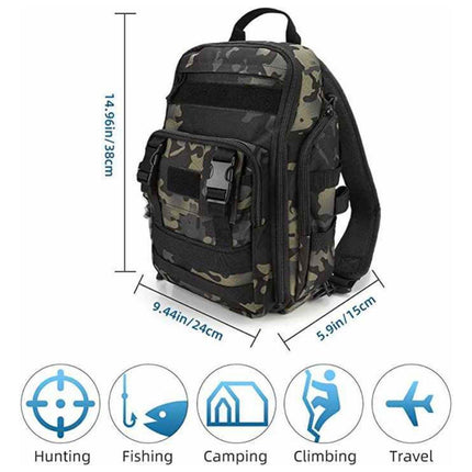 Fishing Tackle Backpack Storage Bag Shoulder Fishing Gear Bags Outdoor Backpack - Night Camouflage.