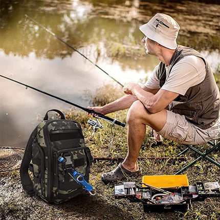 Fishing Tackle Backpack Storage Bag Shoulder Fishing Gear Bags Outdoor Backpack - Night Camouflage.