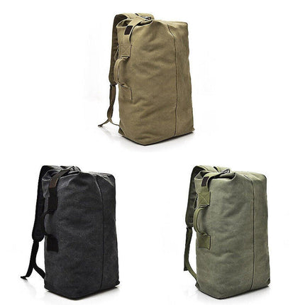 Large Capacity Travel Backpack for Men Outdoor Sports Bag Canvas Rucksack - Khaki-Small.
