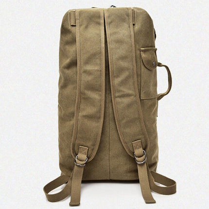 Large Capacity Travel Backpack for Men Outdoor Sports Bag Canvas Rucksack - Khaki-Small.