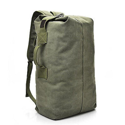 Large Capacity Travel Backpack for Men Outdoor Sports Bag Canvas Rucksack - Khaki-Small.
