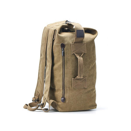 Large Capacity Travel Backpack for Men Outdoor Sports Bag Canvas Rucksack - Khaki-Small.